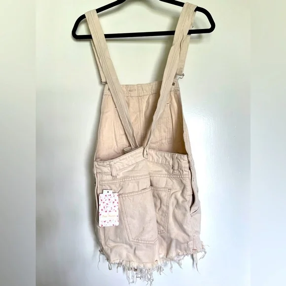 Free People Cream Overall Shorts